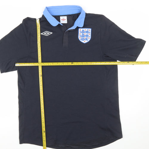 Umbro Men's Black England Football Polo Shirt XL