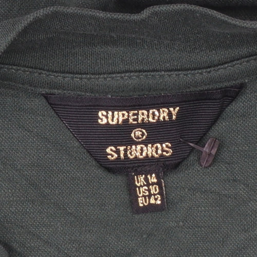 Superdry Women Green Size 14 T-Shirt Dress Casual Jersey Cotton