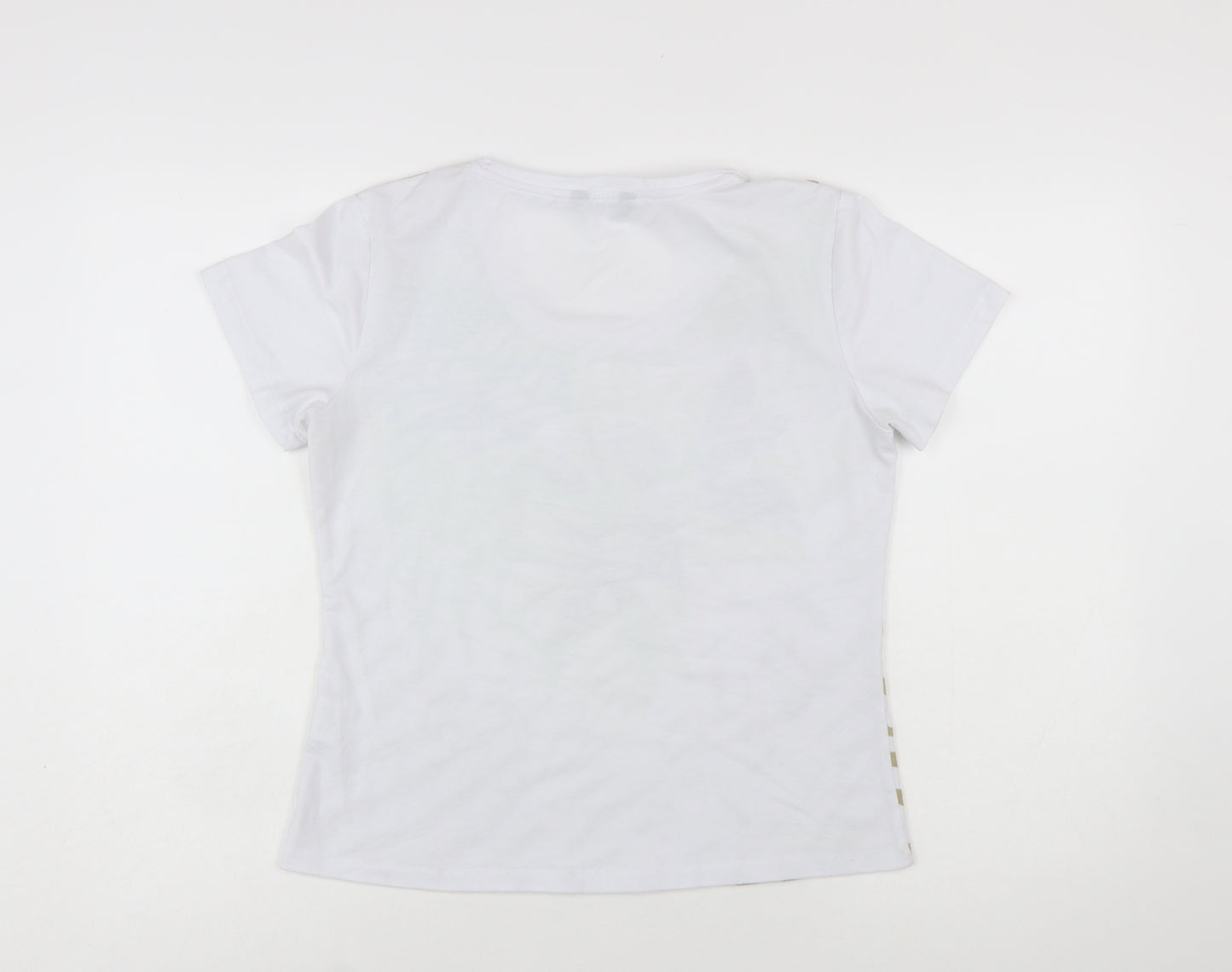Alexara Womens White Tropical Floral Summer T-Shirt Size 14