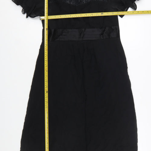 Monsoon Womens Black Silk Lace Knee Length Fit & Flare Dress Size 12