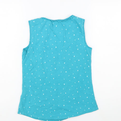 White Stuff Women's Blue Cotton Polka Dot Sleeveless Camisole Top Size 8