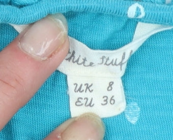 White Stuff Women's Blue Cotton Polka Dot Sleeveless Camisole Top Size 8