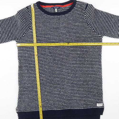 Joules Women Navy White Knit Pullover Jumper UK 10 Polyester Crew Neck