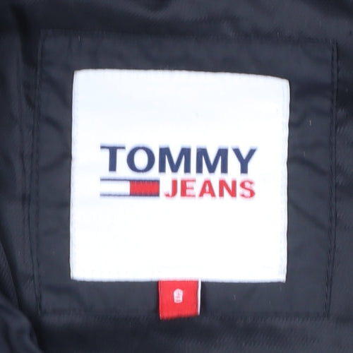 Tommy Jeans Women’s Black Long Puffer Coat Hooded Faux Fur Trim Size S