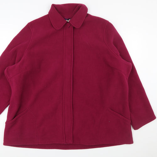 Marks and Spencer Womens Red Fleece Zip Jacket Size 24