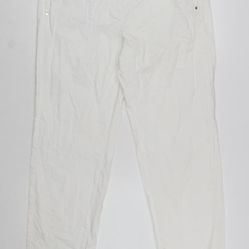 Marks and Spencer Women’s White Chino Trousers Size 14 Stretch Cotton Blend
