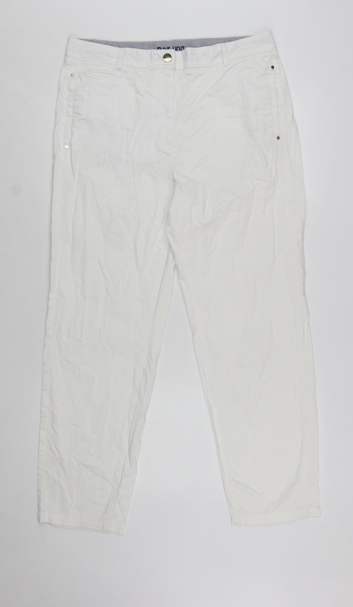 Marks and Spencer Women’s White Chino Trousers Size 14 Stretch Cotton Blend