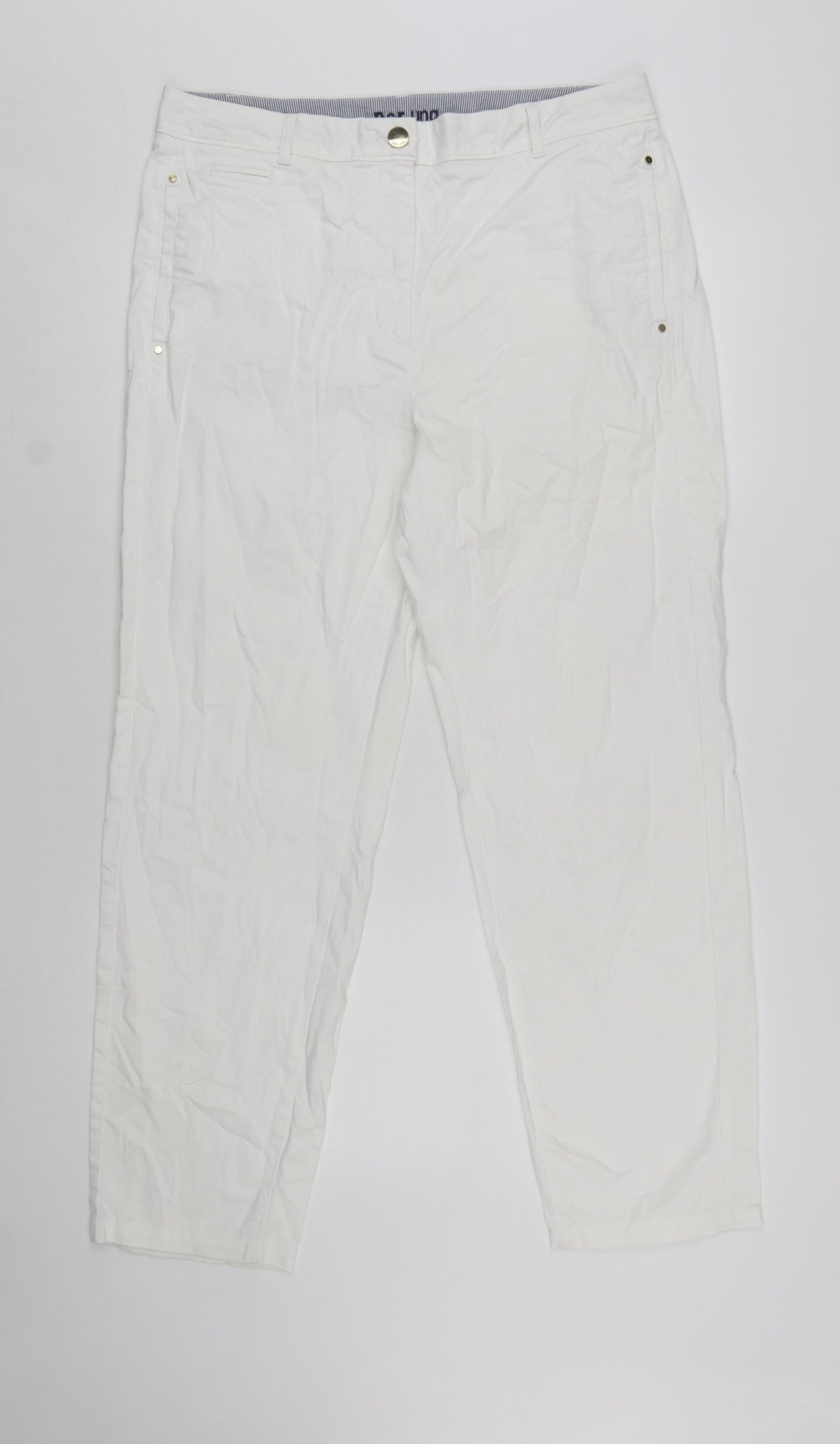 Marks and Spencer Women’s White Chino Trousers Size 14 Stretch Cotton Blend