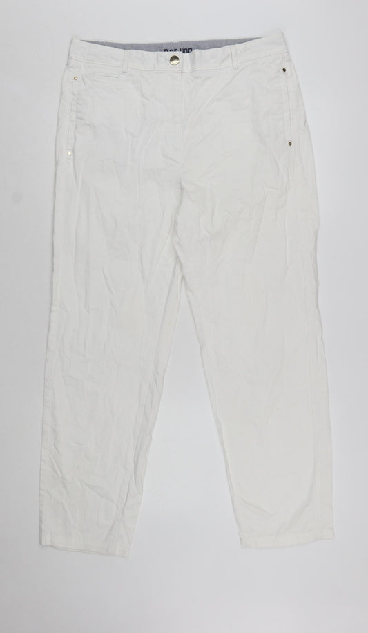 Marks and Spencer Women’s White Chino Trousers Size 14 Stretch Cotton Blend