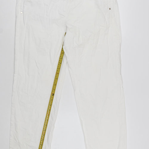 Marks and Spencer Women’s White Chino Trousers Size 14 Stretch Cotton Blend