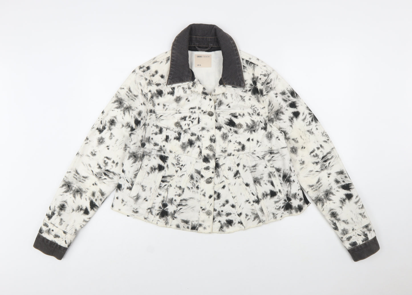 ASOS Denim Womens Multicoloured Tie-Dye Cotton Jacket UK 8