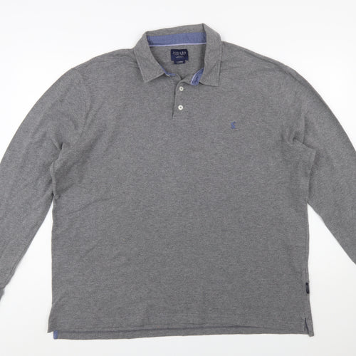 Joules Men's Grey Long Sleeve Cotton Polo Shirt XL