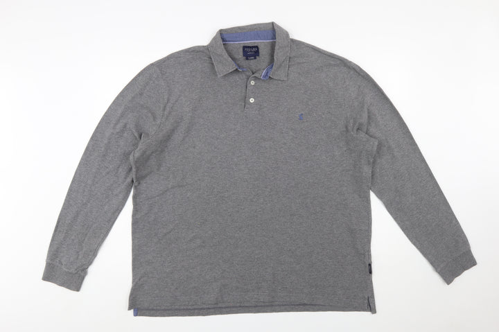 Joules Men's Grey Long Sleeve Cotton Polo Shirt XL
