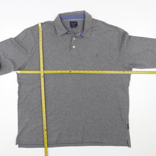 Joules Men's Grey Long Sleeve Cotton Polo Shirt XL