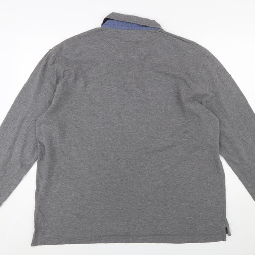 Joules Men's Grey Long Sleeve Cotton Polo Shirt XL