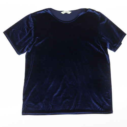 Isabelle Women’s Blue Velvet Short Sleeve Basic T-Shirt Size 10