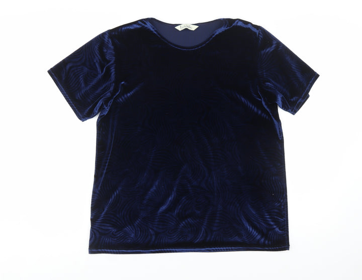 Isabelle Women’s Blue Velvet Short Sleeve Basic T-Shirt Size 10