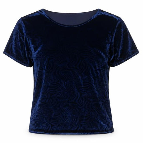 Isabelle Women’s Blue Velvet Short Sleeve Basic T-Shirt Size 10