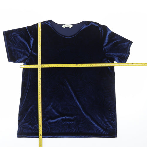 Isabelle Women’s Blue Velvet Short Sleeve Basic T-Shirt Size 10