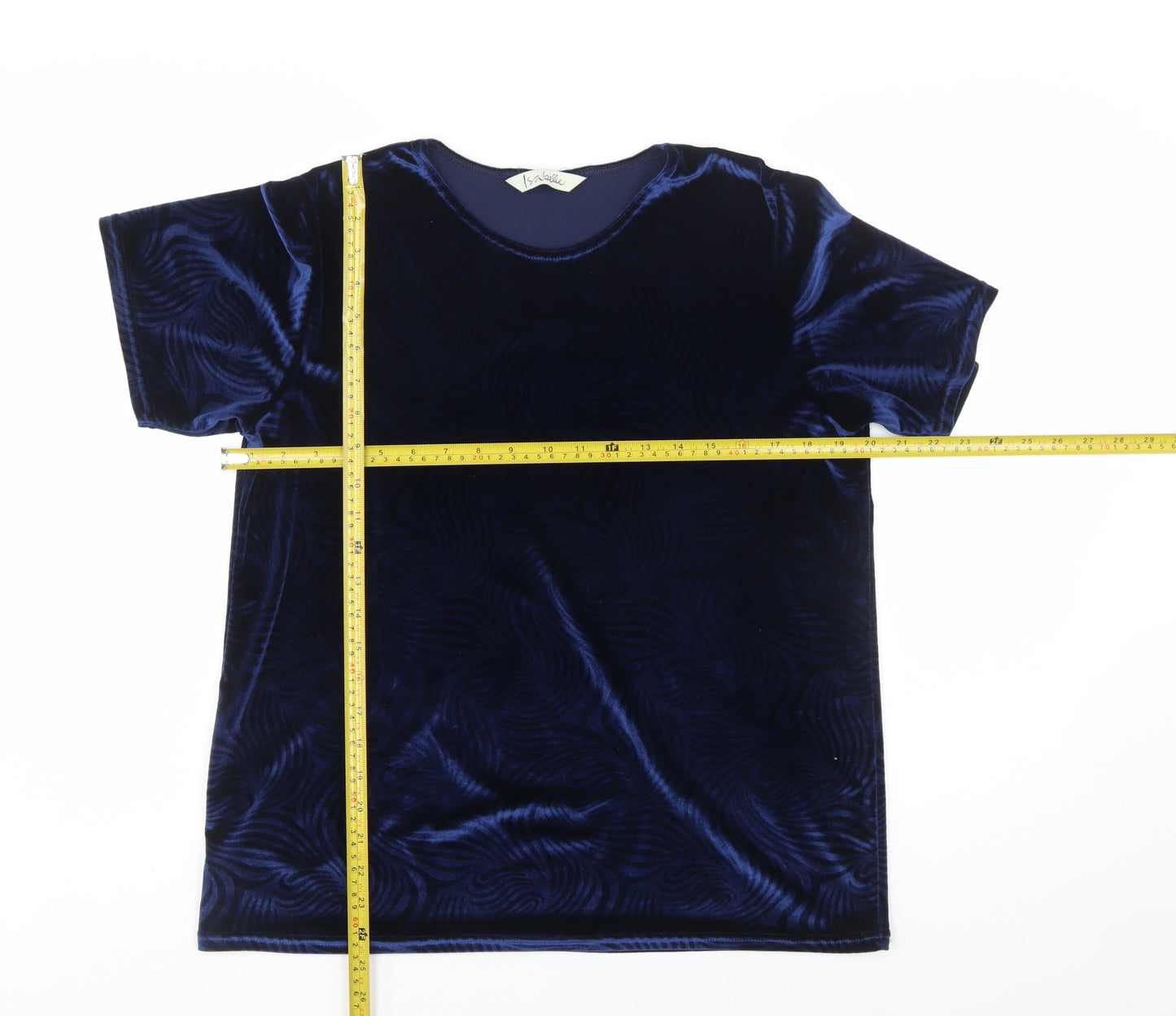 Isabelle Women’s Blue Velvet Short Sleeve Basic T-Shirt Size 10