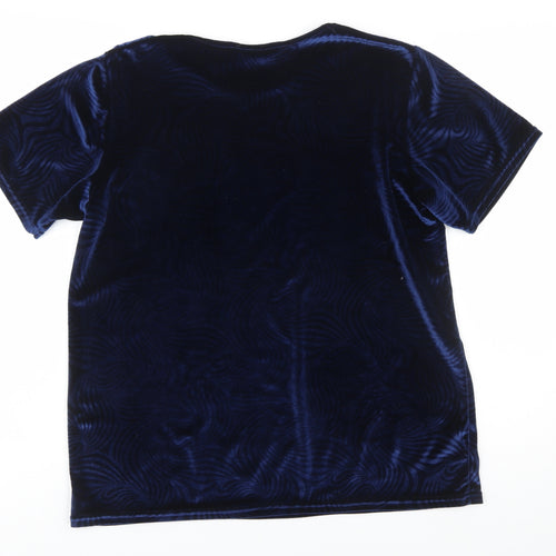 Isabelle Women’s Blue Velvet Short Sleeve Basic T-Shirt Size 10