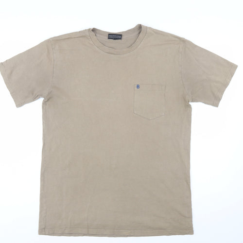 BASLÄGER Men's Beige Cotton Crew Neck Short Sleeve T-Shirt L