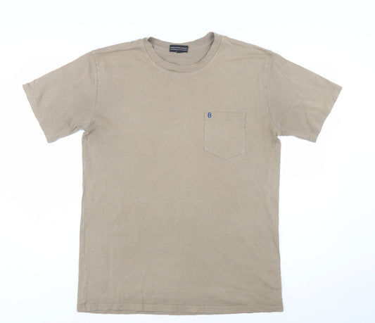 BASLÄGER Men's Beige Cotton Crew Neck Short Sleeve T-Shirt L