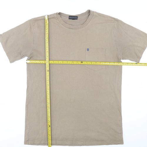 BASLÄGER Men's Beige Cotton Crew Neck Short Sleeve T-Shirt L