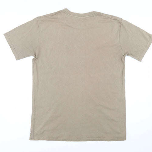 BASLÄGER Men's Beige Cotton Crew Neck Short Sleeve T-Shirt L