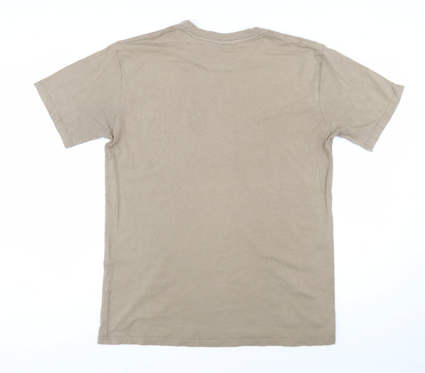 BASLÄGER Men's Beige Cotton Crew Neck Short Sleeve T-Shirt L