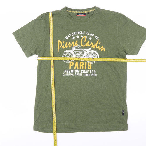 Pierre Cardin Men's Green Motorcycle Graphic T-Shirt Size L