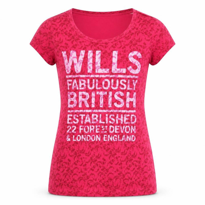 Jack Wills Women's Pink Floral Crew Neck Cotton T-Shirt Size 6