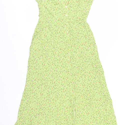 Marks and Spencer Women's Green Floral Shirt Dress Size 12