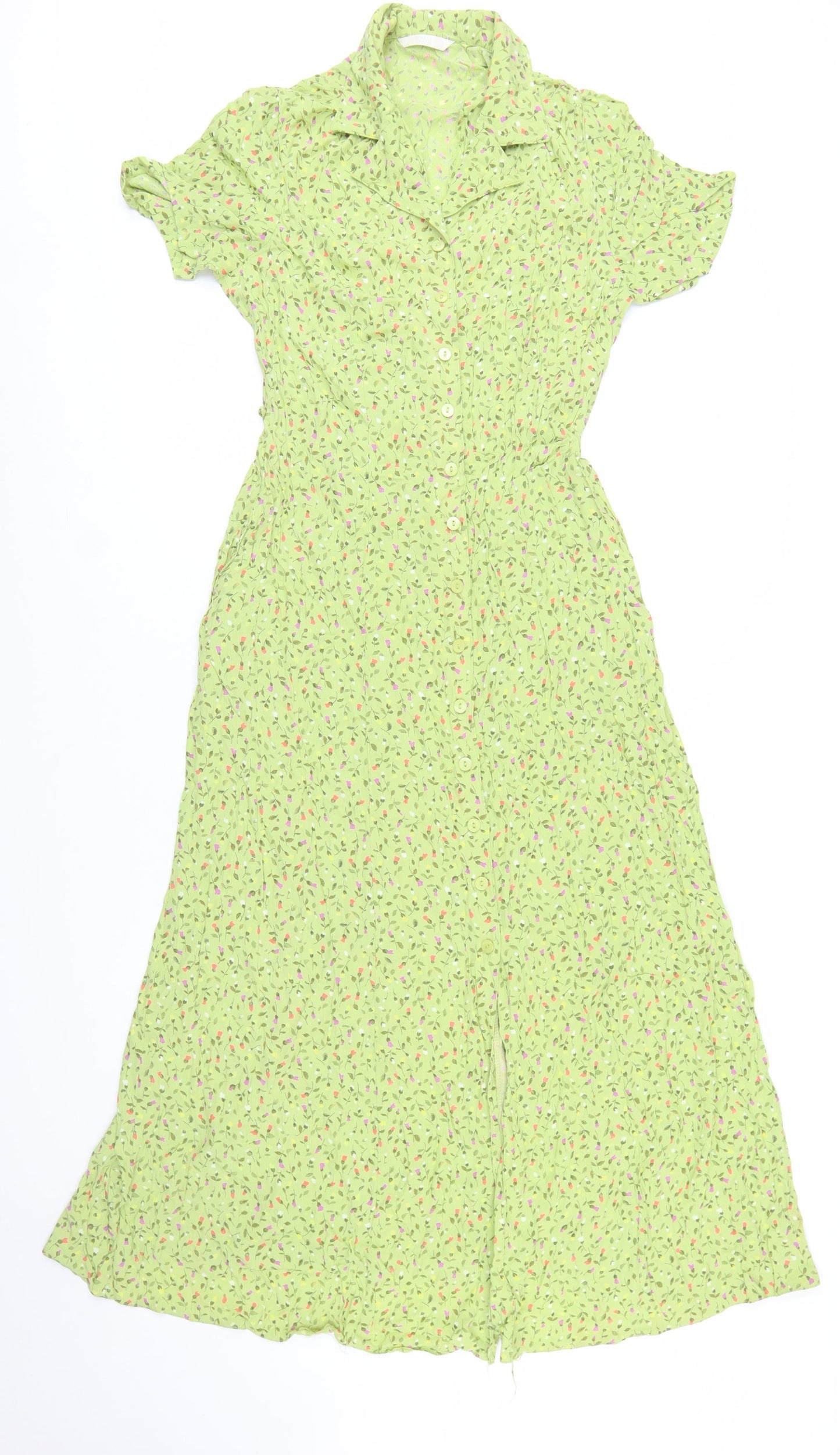 Marks and Spencer Women's Green Floral Shirt Dress Size 12