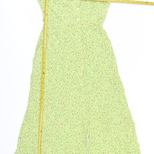 Marks and Spencer Women's Green Floral Shirt Dress Size 12