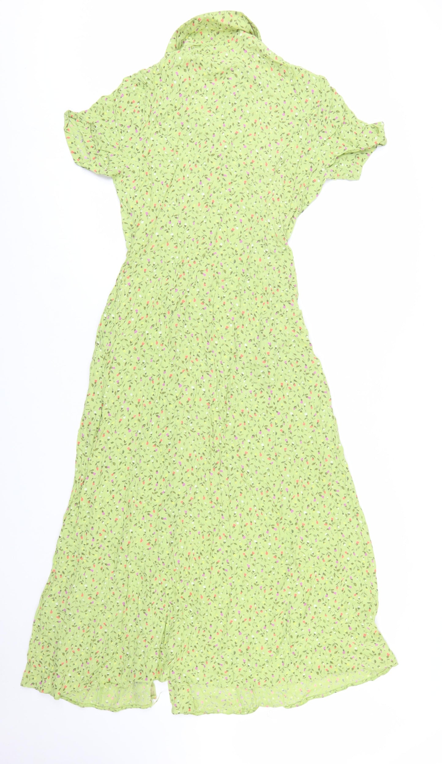 Marks and Spencer Women's Green Floral Shirt Dress Size 12