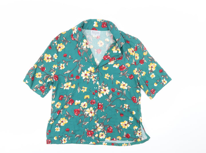Katies Womens Multicoloured Floral Cotton Short Sleeve Blouse Size 12