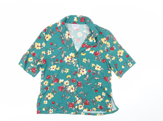 Katies Womens Multicoloured Floral Cotton Short Sleeve Blouse Size 12