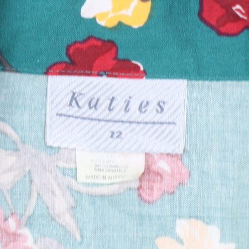 Katies Womens Multicoloured Floral Cotton Short Sleeve Blouse Size 12