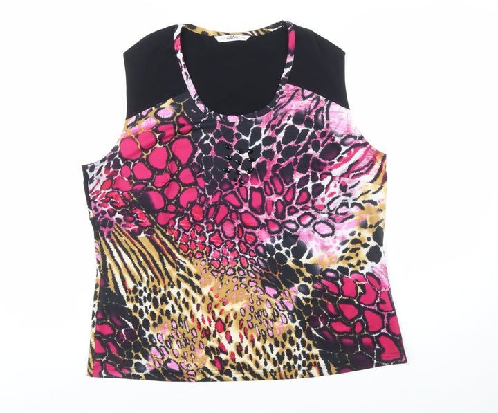 Via Veneto Women's Multicoloured Animal Print Sleeveless Tank Top Size 18