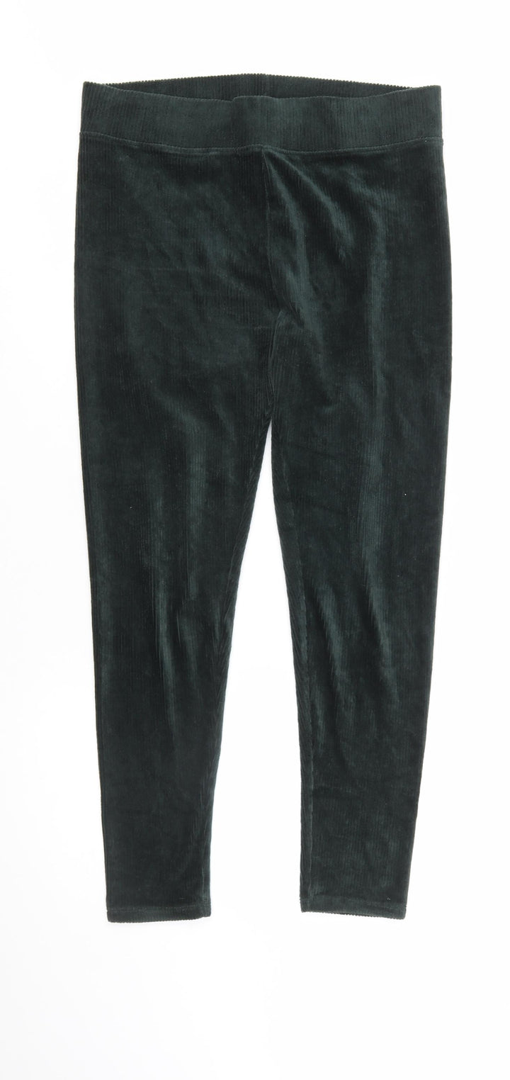Marks and Spencer Women's Green Corduroy Leggings Size 14 Regular