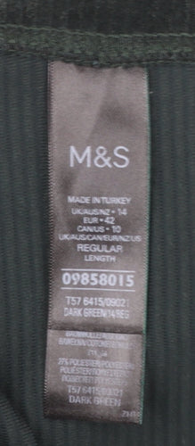 Marks and Spencer Women's Green Corduroy Leggings Size 14 Regular