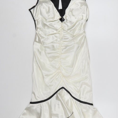 Morgan & Co. Women’s Ivory Satin Mermaid Dress Size S Party Cocktail