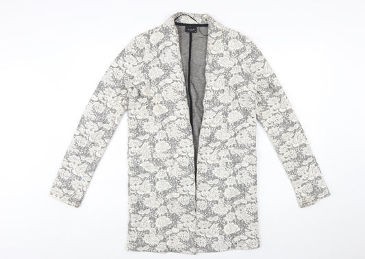 Vila Women's Grey Floral Lace Longline Blazer Jacket XS
