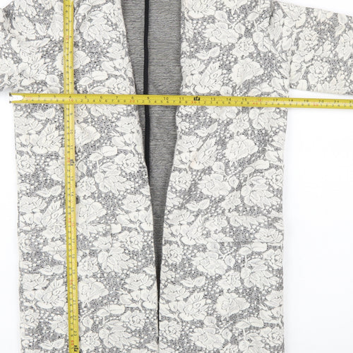 Vila Women's Grey Floral Lace Longline Blazer Jacket XS