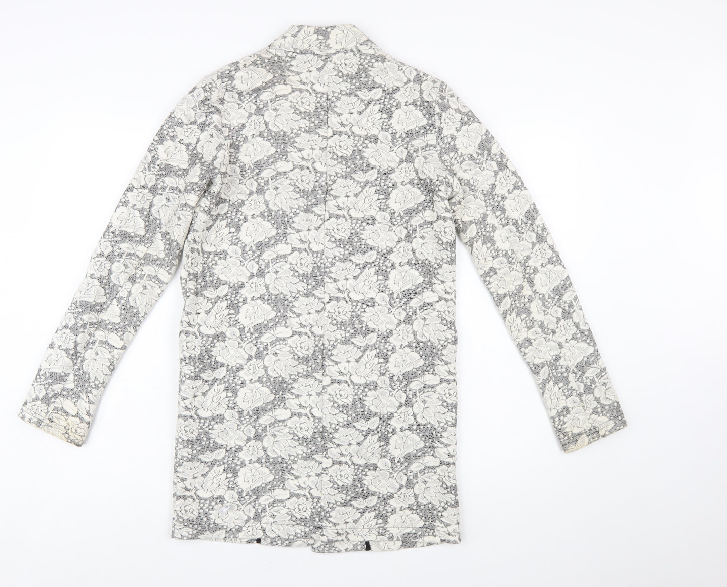 Vila Women's Grey Floral Lace Longline Blazer Jacket XS
