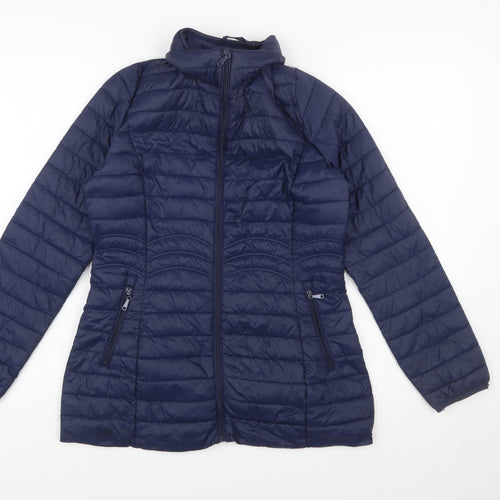 Paco Boutique Women's Blue Size 10 Puffer Jacket Lightweight Quilted