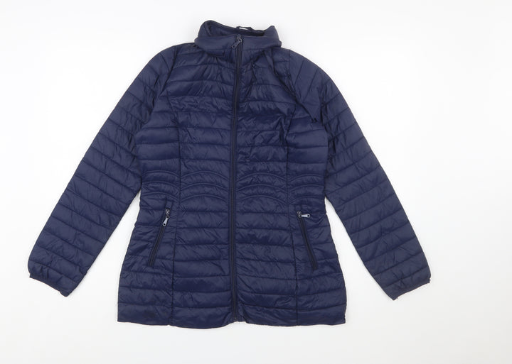 Paco Boutique Women's Blue Size 10 Puffer Jacket Lightweight Quilted