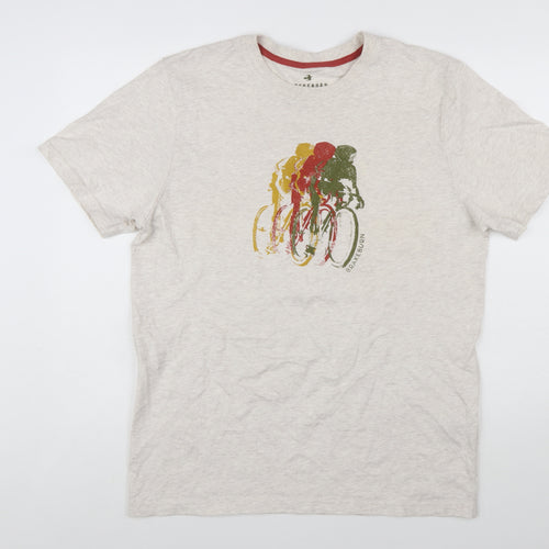 Brakeburn Men's Beige Cycling Graphic T-Shirt Size L