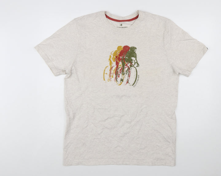 Brakeburn Men's Beige Cycling Graphic T-Shirt Size L